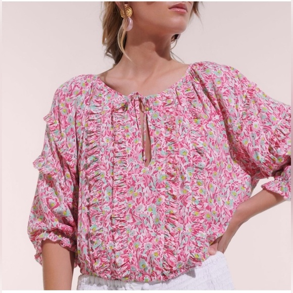Women’s Poupette St. Barth Cropped Floral Blouse size M/L